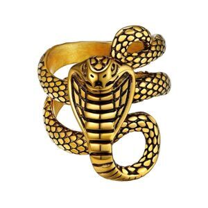 18k King Cobra Snake Ring Luxurious Gold